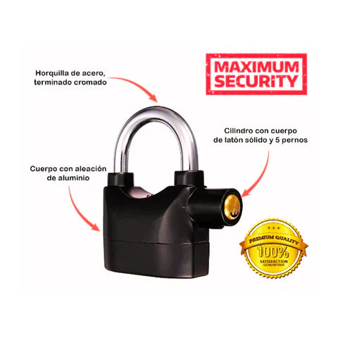 CANDADO CON ALARMA (MOTO , BICICLETA, CASA Y NEGOCIO)